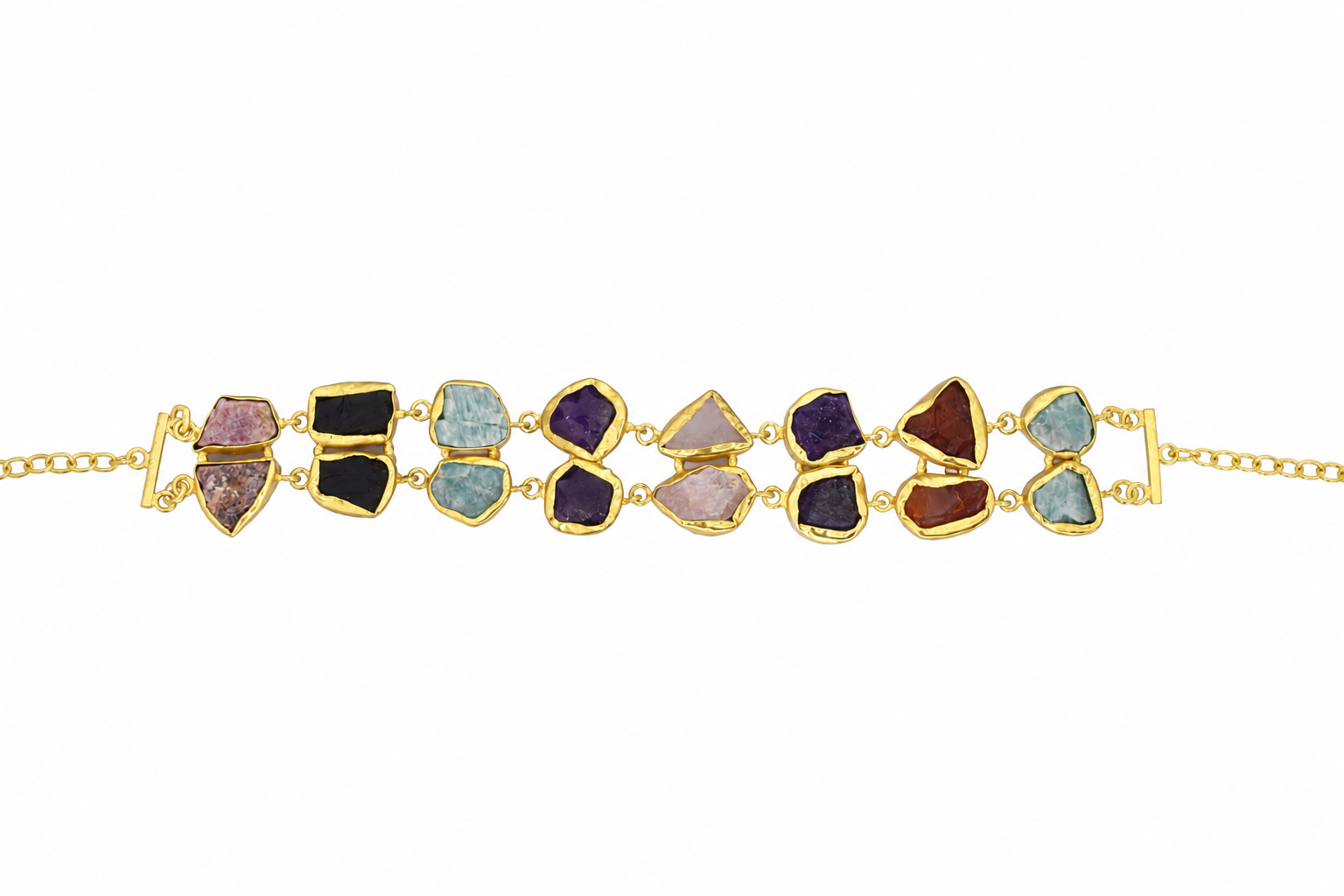 18K Gold-Plated Multicolor Natural Stone Choker Necklace