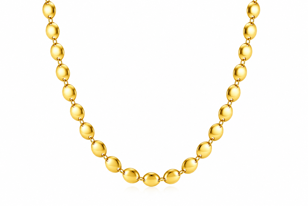 18K Gold-Plated Beaded Choker Necklace