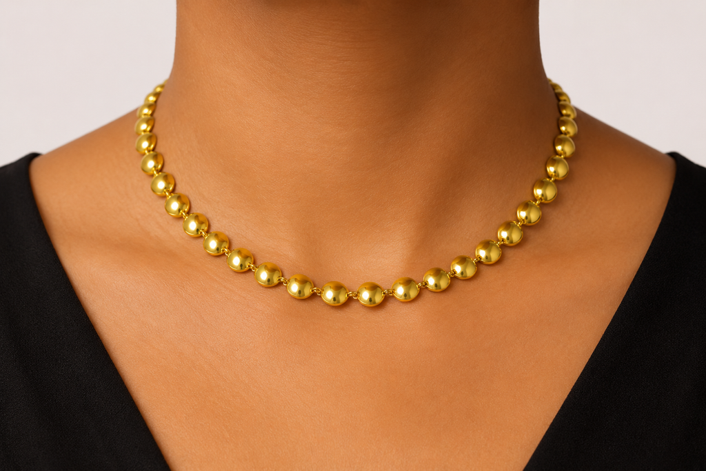 18K Gold-Plated Beaded Choker Necklace
