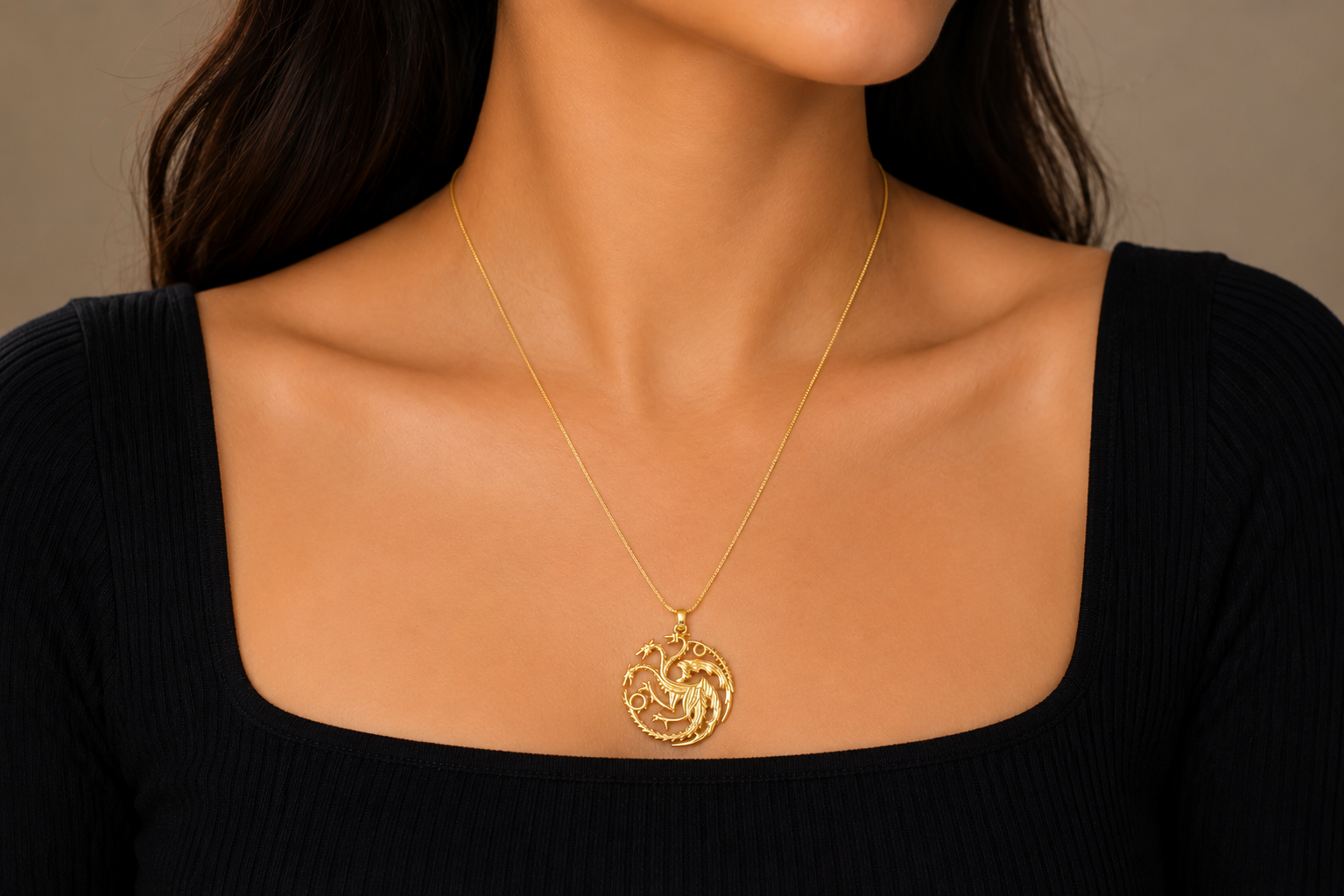 18K Gold Plated Dragon Pendant Necklace