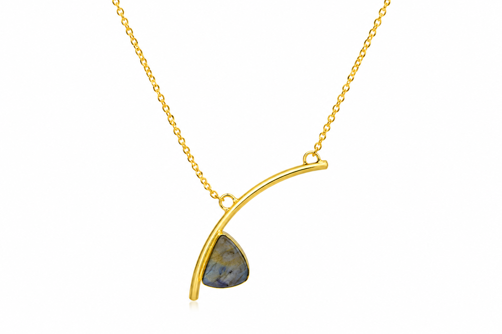 18K Gold Plated Natural Stone Pendant Necklace