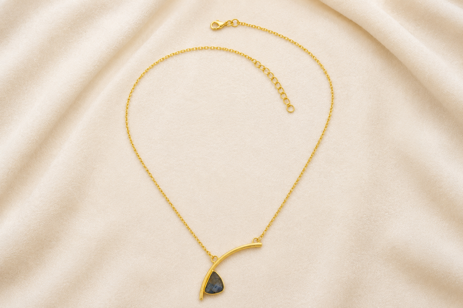 18K Gold Plated Natural Stone Pendant Necklace