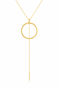 18KT Gold Plated Circle Drop Long Chain Necklace