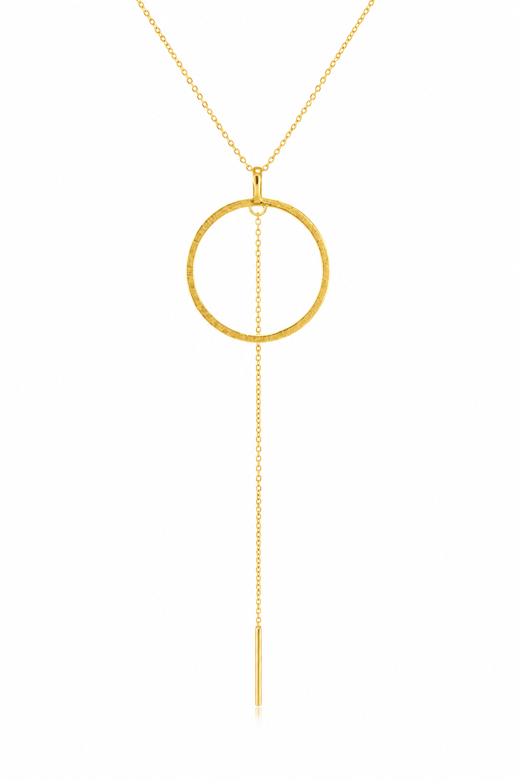 18KT Gold Plated Circle Drop Long Chain Necklace