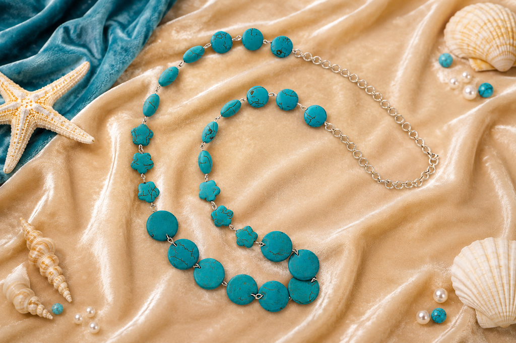 Blue Gemstone Handmade Boho Turquoise Stone Beach Wear Jewelry