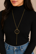 18KT Gold Plated Circle Drop Long Chain Necklace
