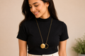 18Kt Gold Plated Circle Pendant Long Necklace