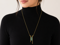 18K Gold Plated Long Chain Stone Pendant Necklace