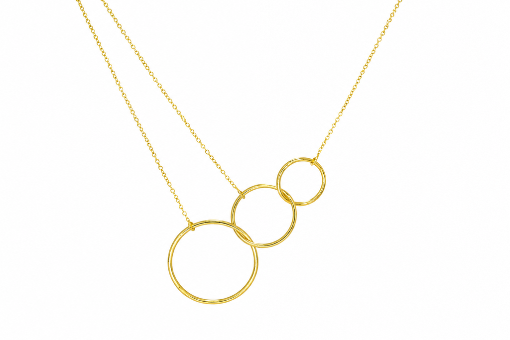 18K Gold Plated Triple Circle Minimalist Pendant Necklace