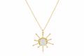 18Kt Gold Plated Sunburst Pearl Pendant Necklace