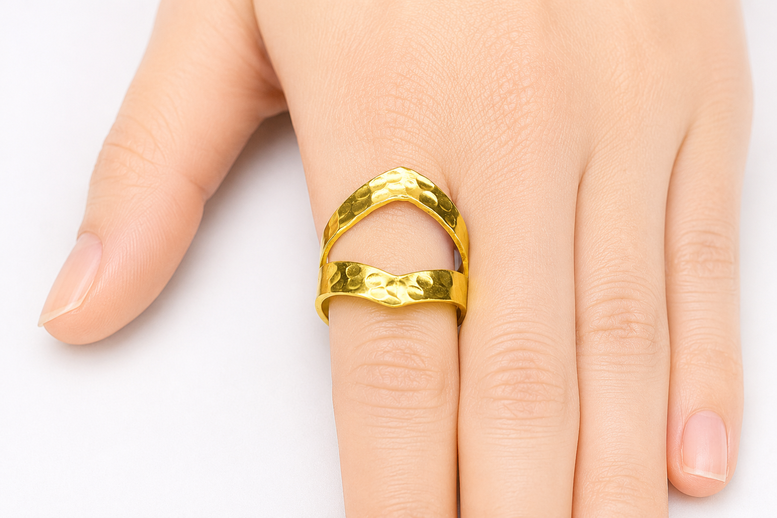 18KT Gold Plated Geometric Open Ring