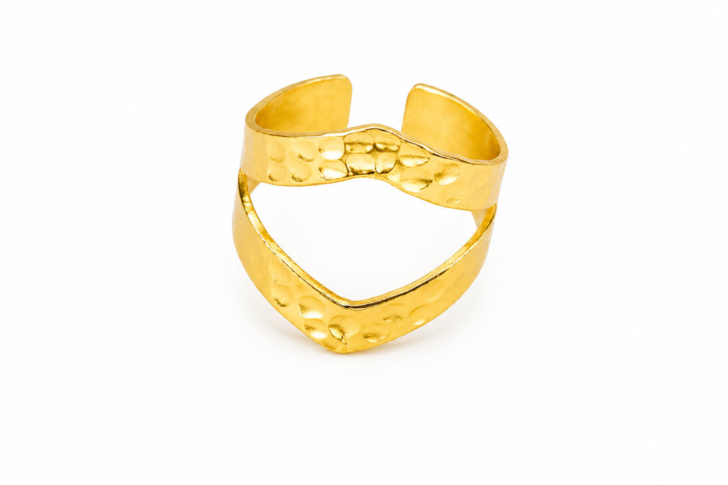 18KT Gold Plated Geometric Open Ring