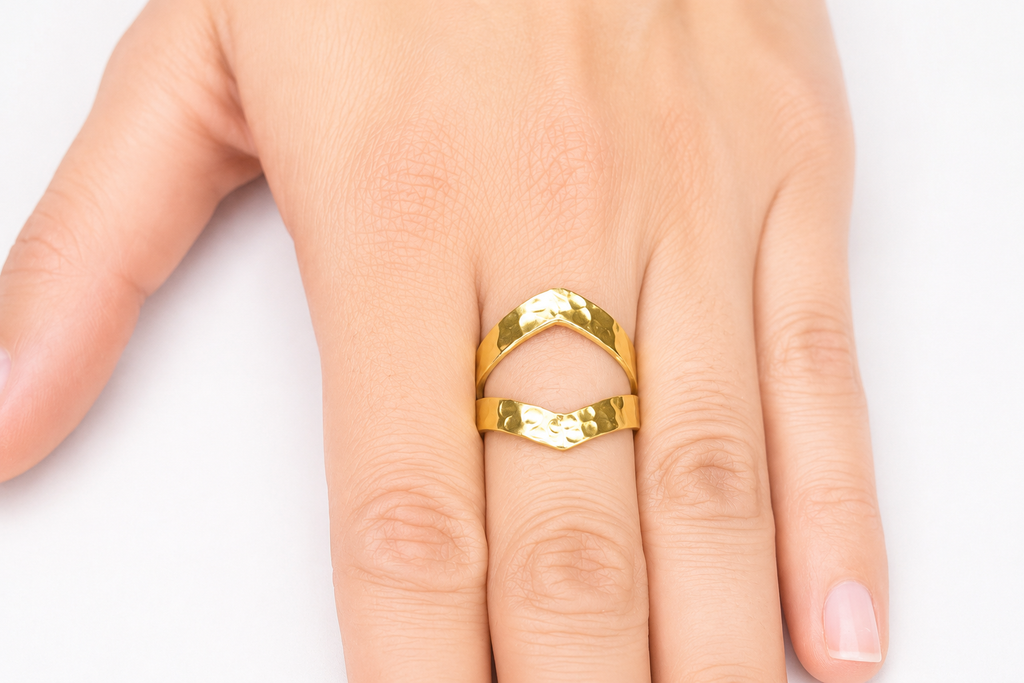 18KT Gold Plated Geometric Open Ring