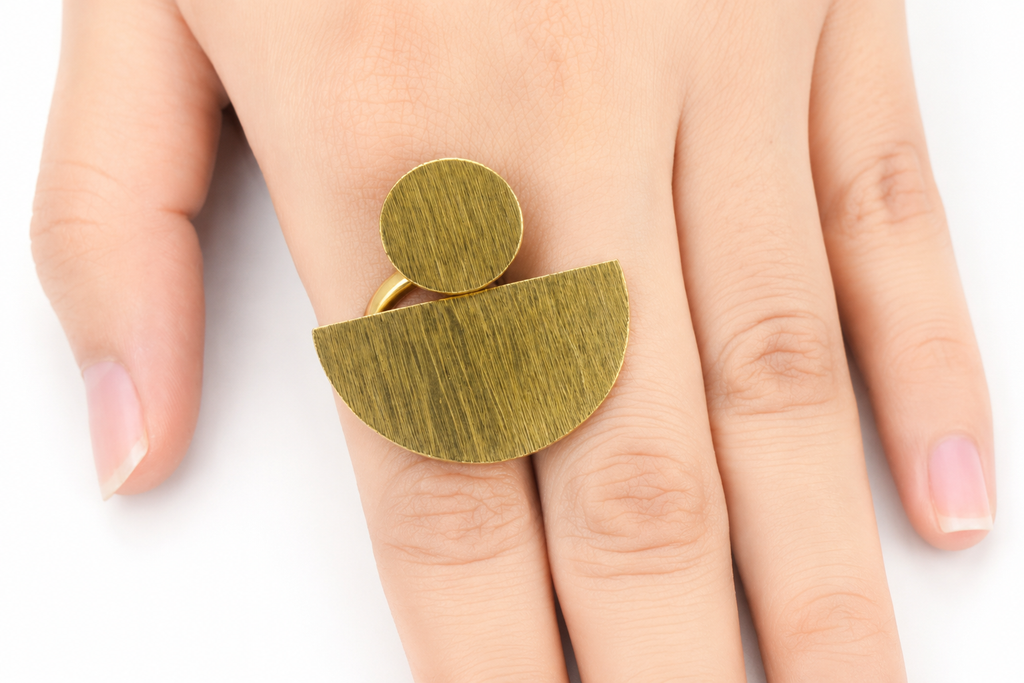 18KT Gold Plated Geometric Statement Ring