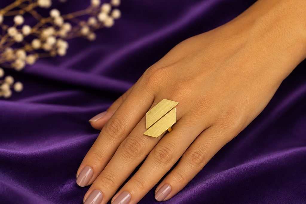 Premium 18Kt Gold Plated finish with elegant matte texture.