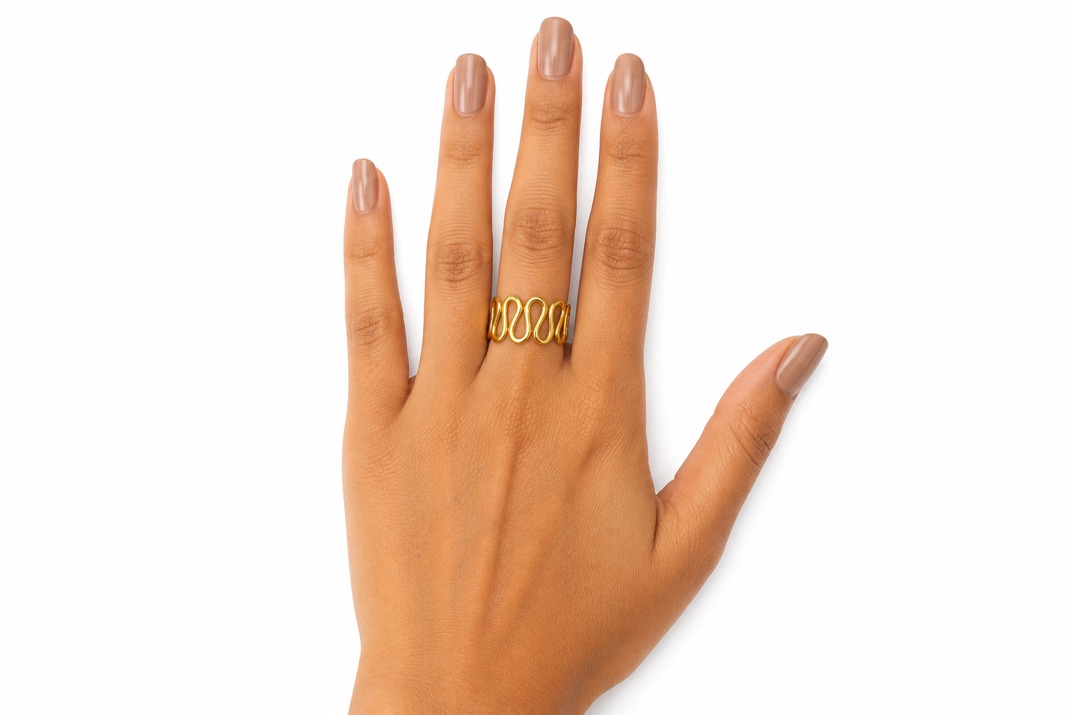 18K Gold Plated Wave Design Adjustable Ring