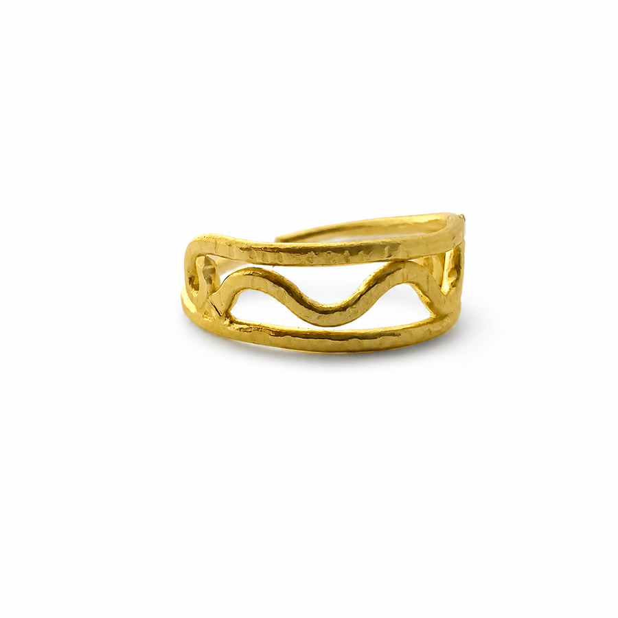 18KT Gold Plated Wave Pattern Ring