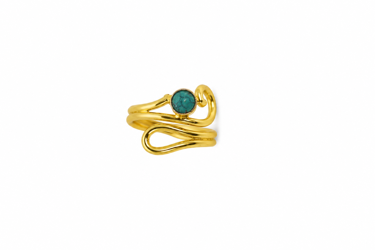 18K Gold Plated Adjustable Turquoise Stone Ring