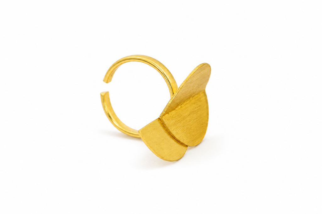 18K gold plated Elegant adjustable ring modern overlapping circle and crescent design