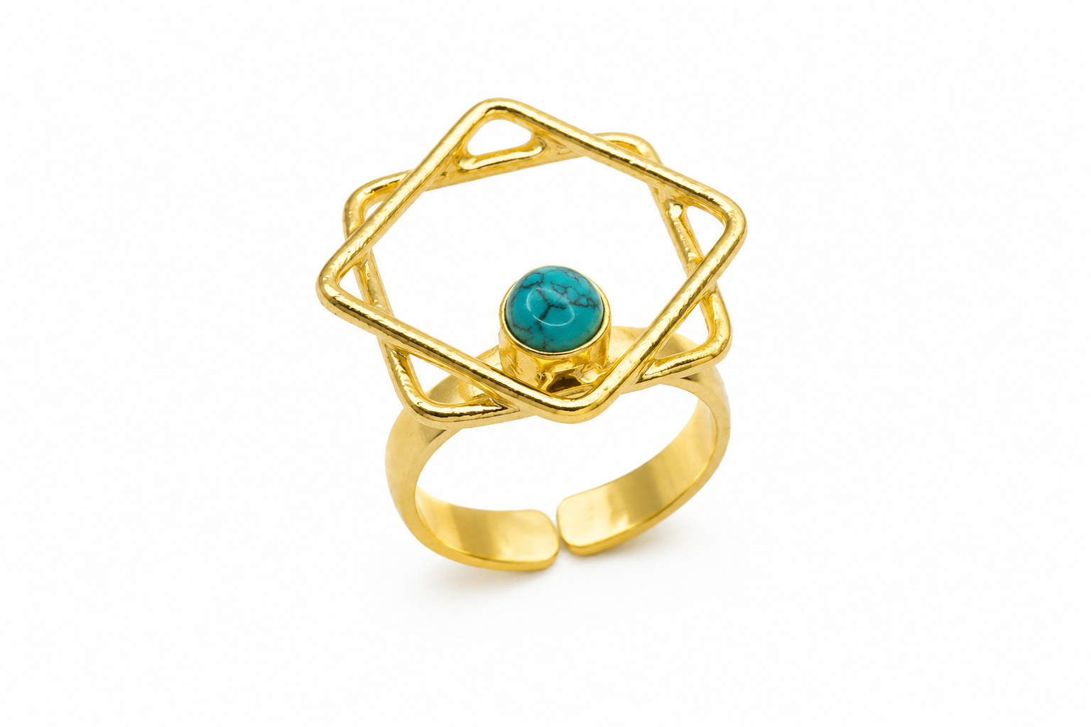 18KT Gold Plated Geometric Pearl Statement Ring