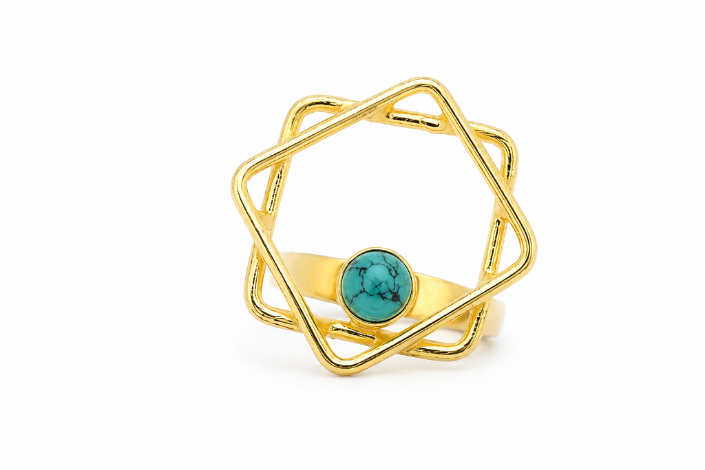 18KT Gold Plated Geometric Pearl Statement Ring