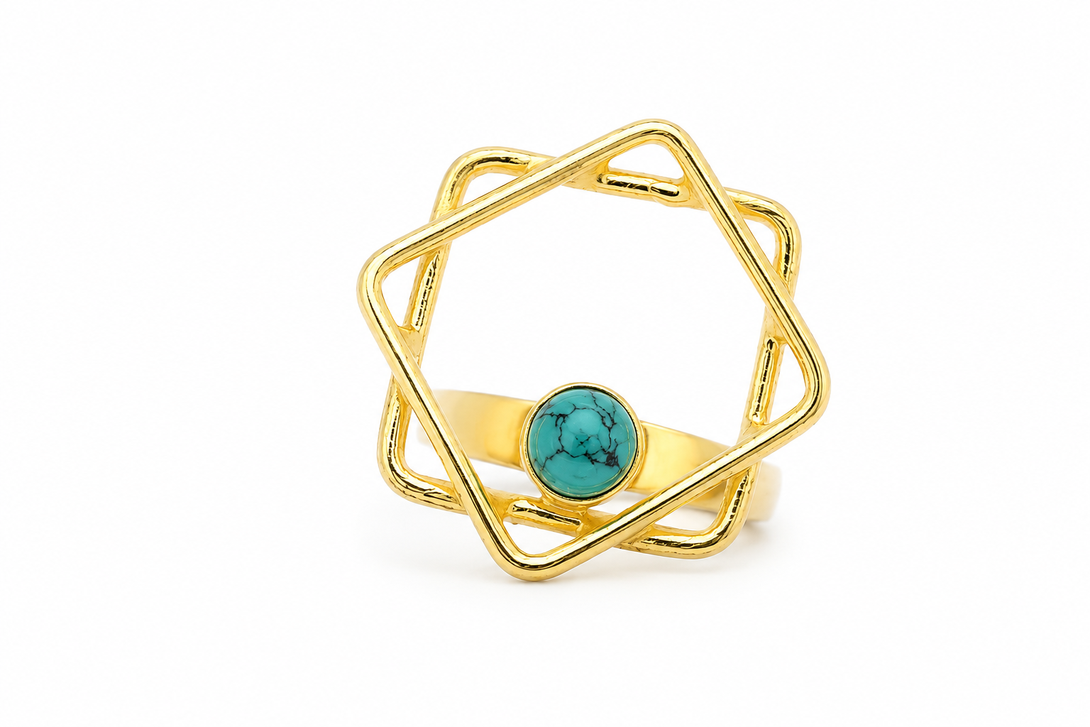 18KT Gold Plated Geometric Pearl Statement Ring