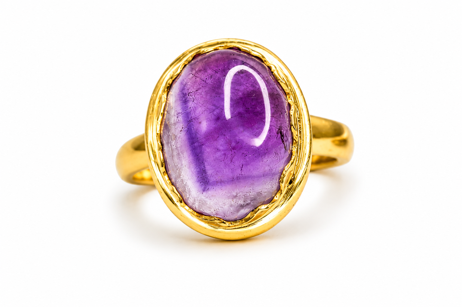 18KT Gold Plated Purple Stone Statement Ring