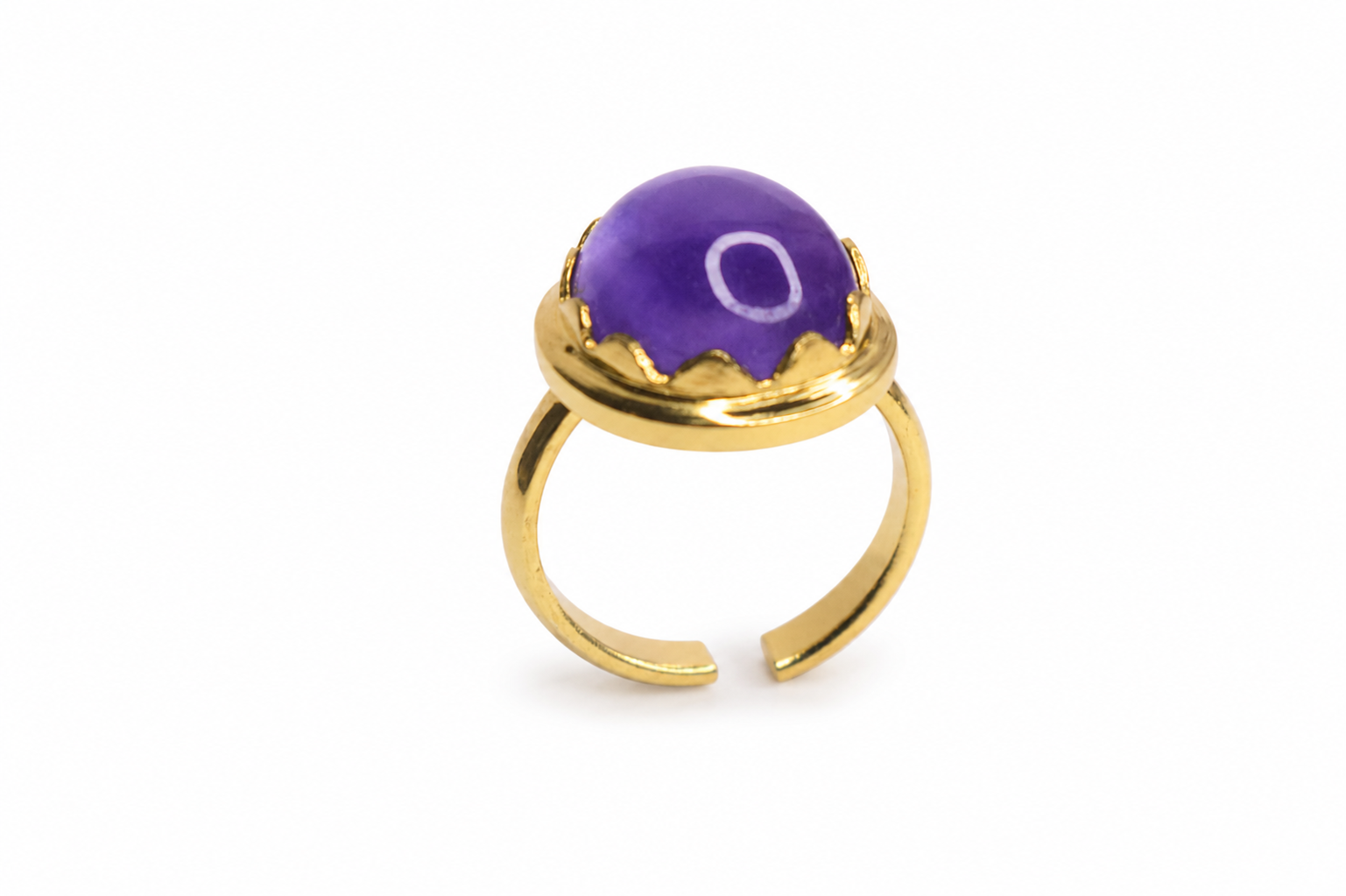 18KT Gold Plated Purple Stone Statement Ring