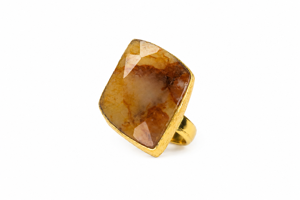 18KT Gold Plated Natural Stone Statement Ring