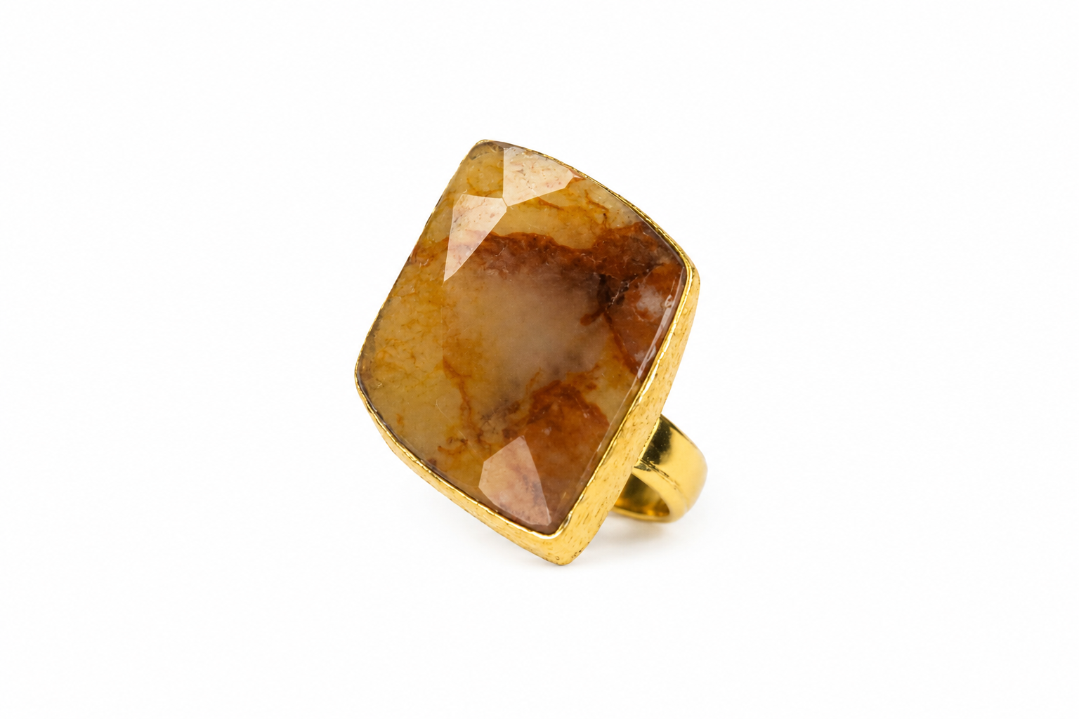 18KT Gold Plated Natural Stone Statement Ring