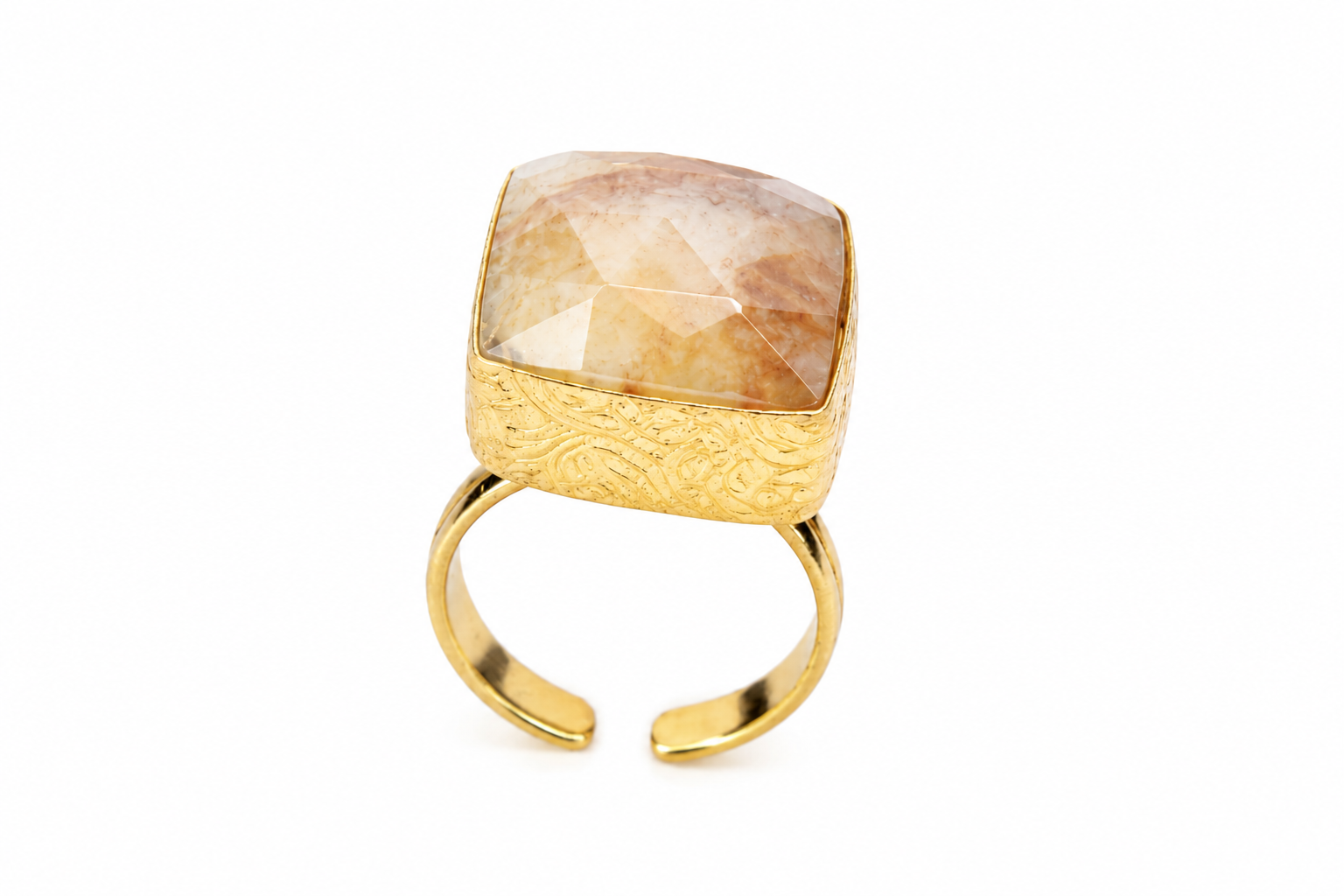 18KT Gold Plated Natural Stone Statement Ring