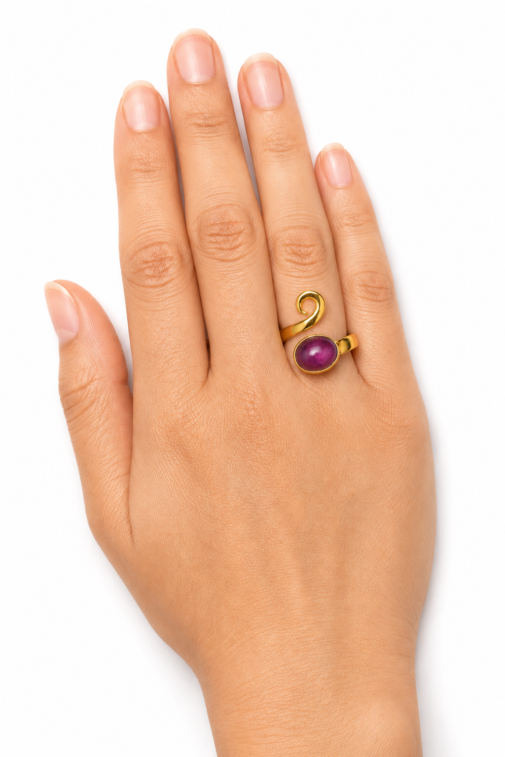 18KT Gold Plated Amethyst Stone Swirl Ring