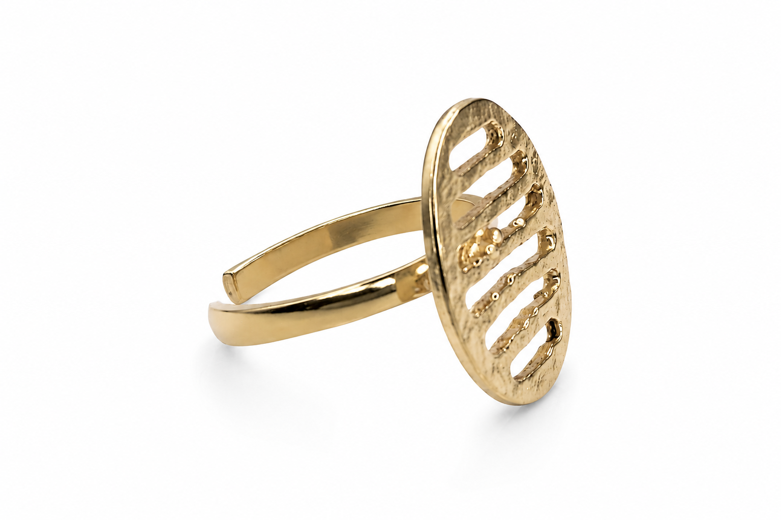 18KT Gold Plated Leaf Motif Adjustable Ring