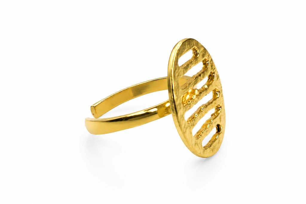 18KT Gold Plated Leaf Motif Adjustable Ring