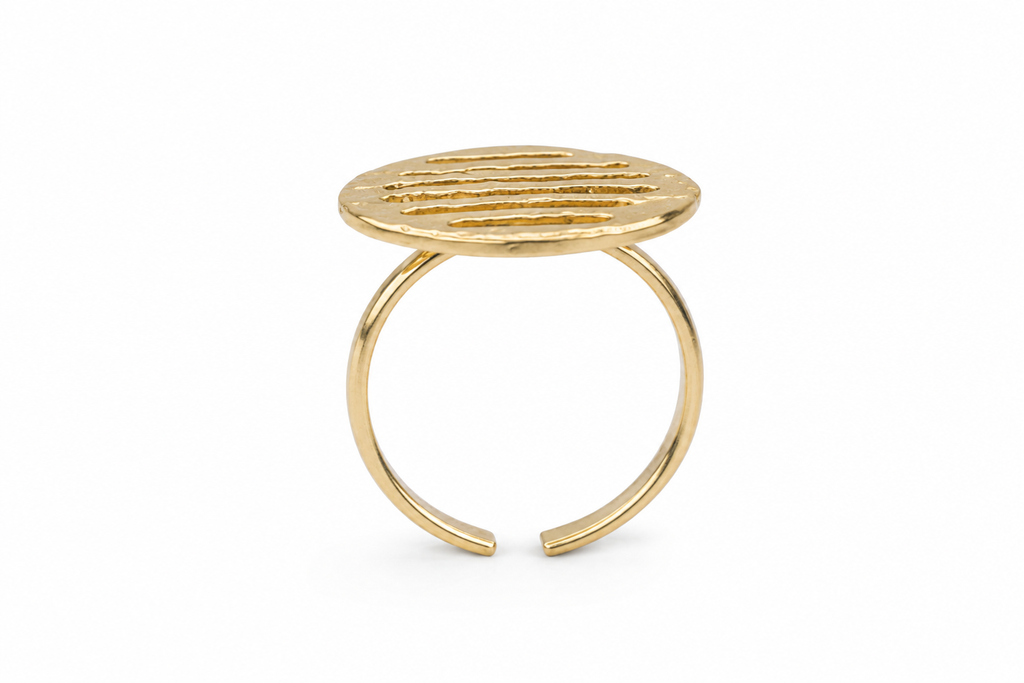 18KT Gold Plated Leaf Motif Adjustable Ring