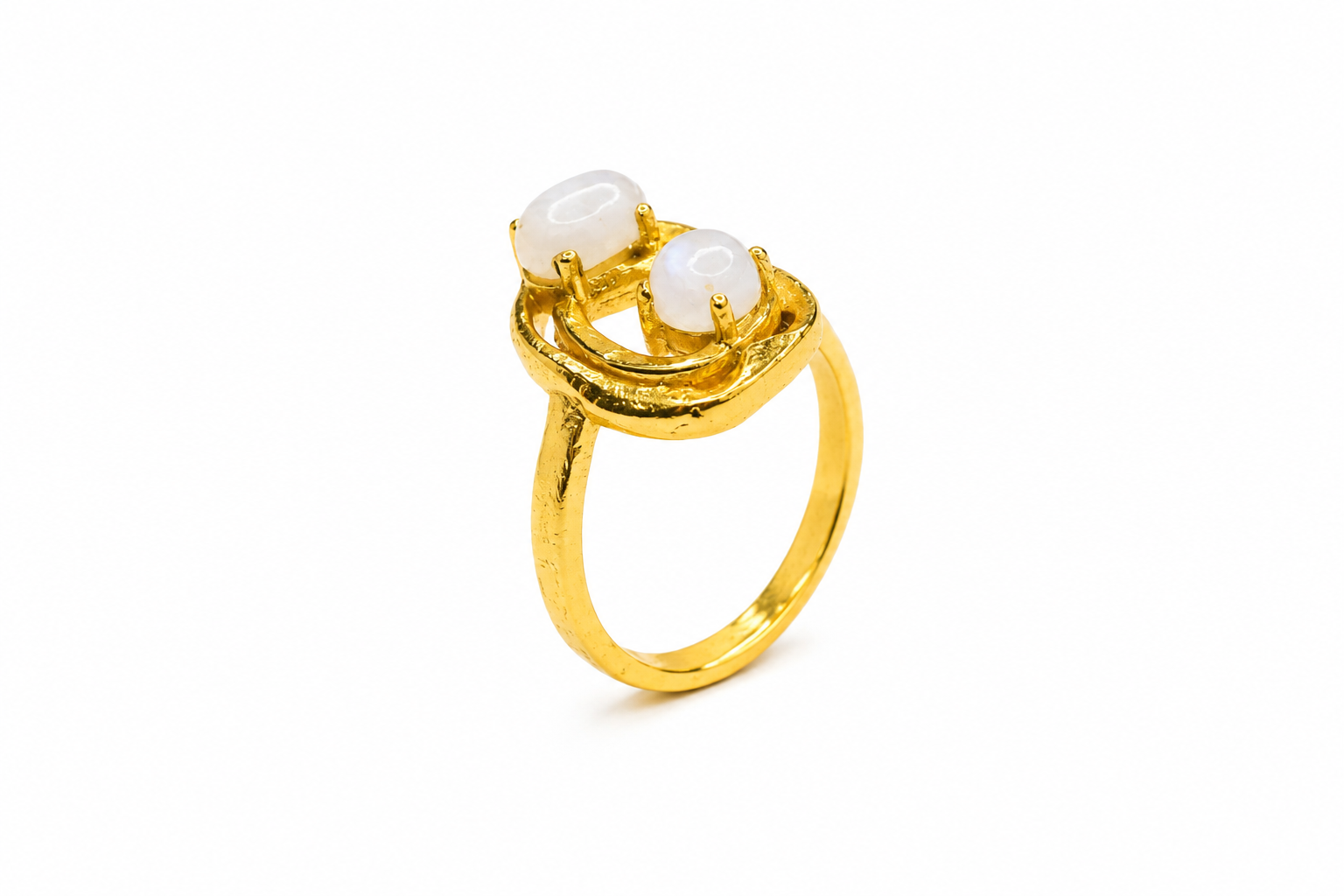 18KT Gold Plated Dual Stone Gold-Plated Ring