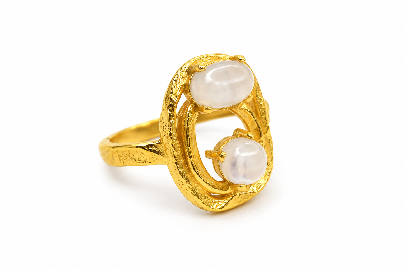 18KT Gold Plated Dual Stone Gold-Plated Ring