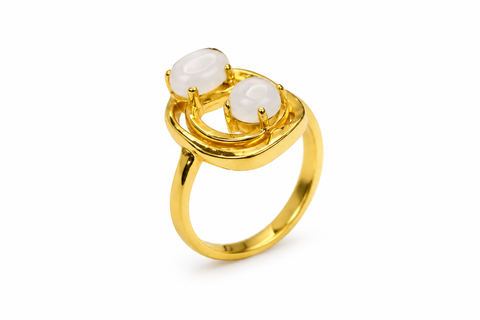 18KT Gold Plated Dual Stone Gold-Plated Ring