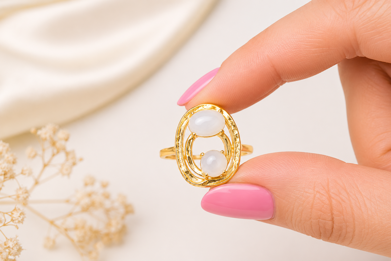 18KT Gold Plated Dual Stone Gold-Plated Ring