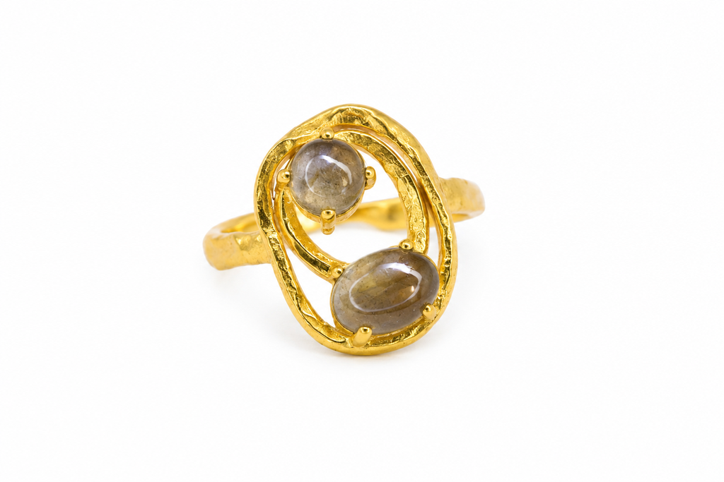 18KT Gold Plated Dual Stone Gold-Plated Ring