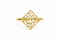 Minimalist Square Filigree Adjustable Ring for Women | Waterproof Gold Plated Jewelry