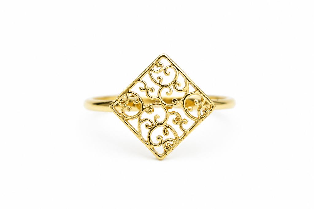 18KT Gold Plated Geometric Filigree Ring