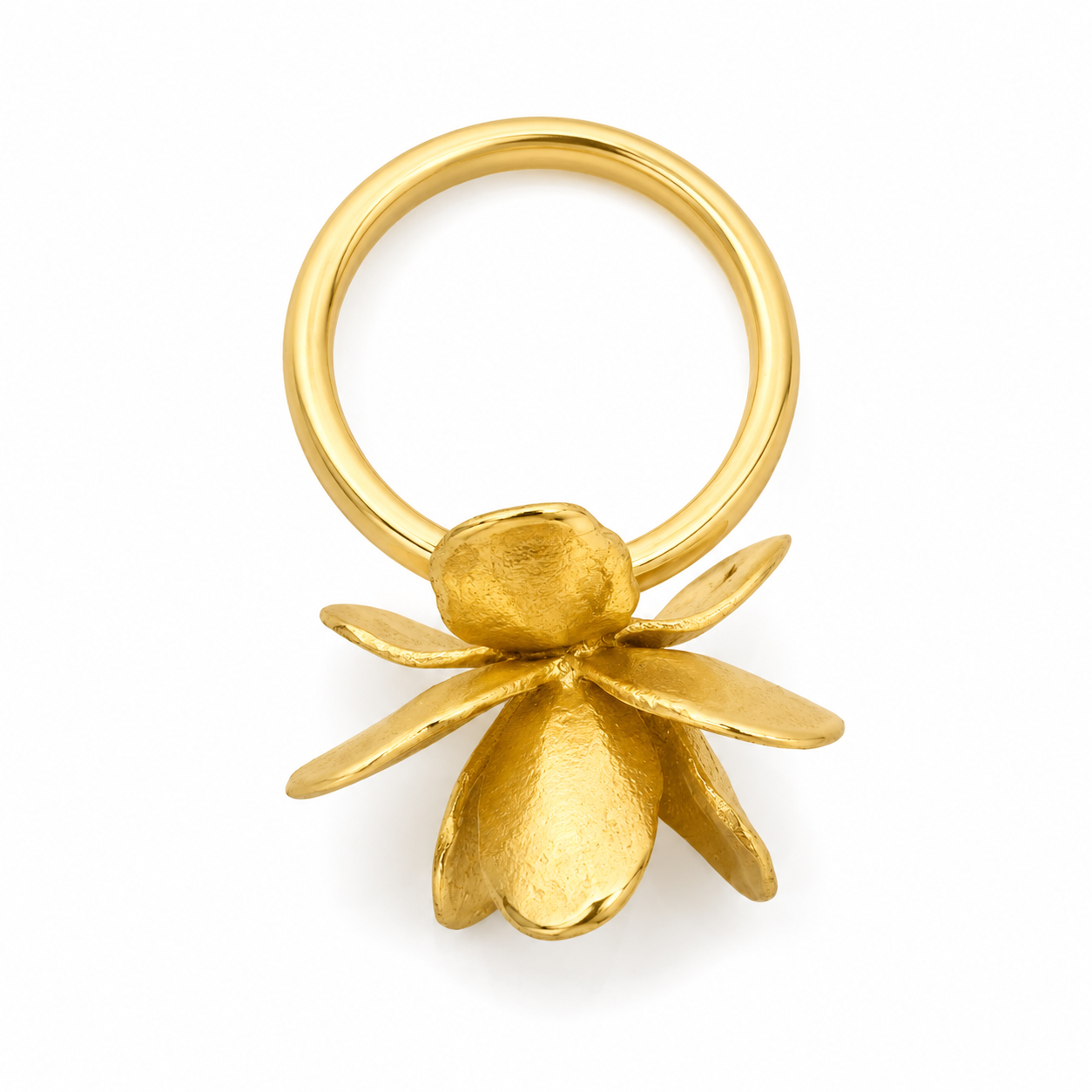 18KT Gold Plated Pearl Bloom Gold-Plated Floral Statement Ring