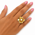 18KT Gold Plated waterfresh Pearl Bloom Floral Statement Ring