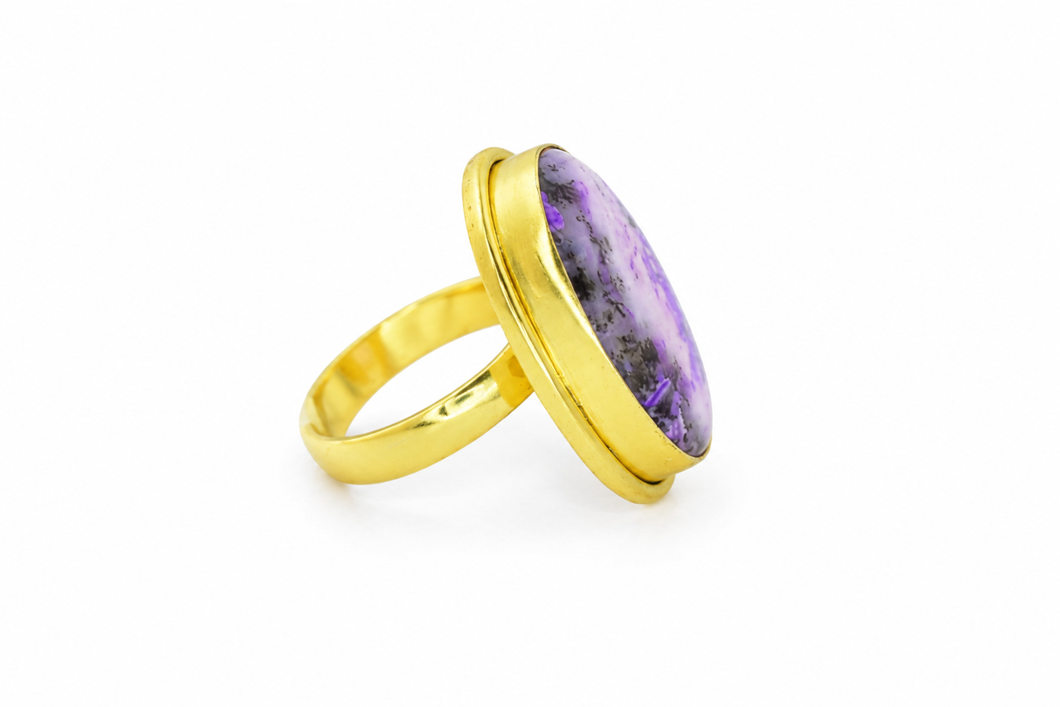 18K Gold Plated  Natural Gemstone Ring