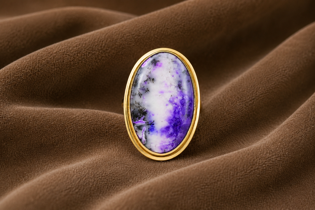 18K Gold Plated  Natural Gemstone Ring