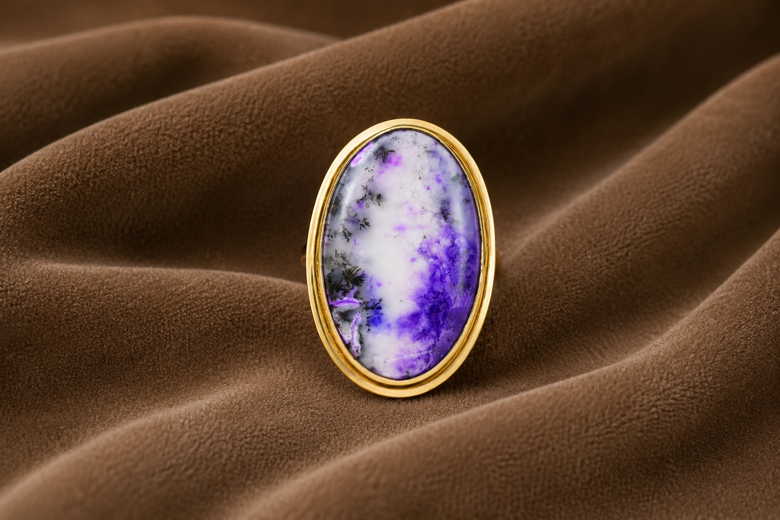 18K Gold Plated  Natural Gemstone Ring
