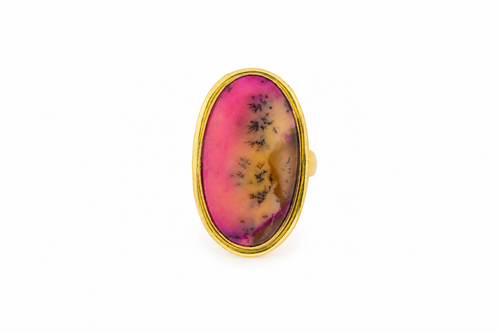 18K Gold Plated  Agate Natural Gemstone Ring