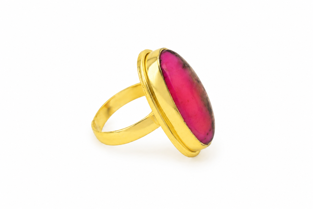 18K Gold Plated  Natural Gemstone Ring