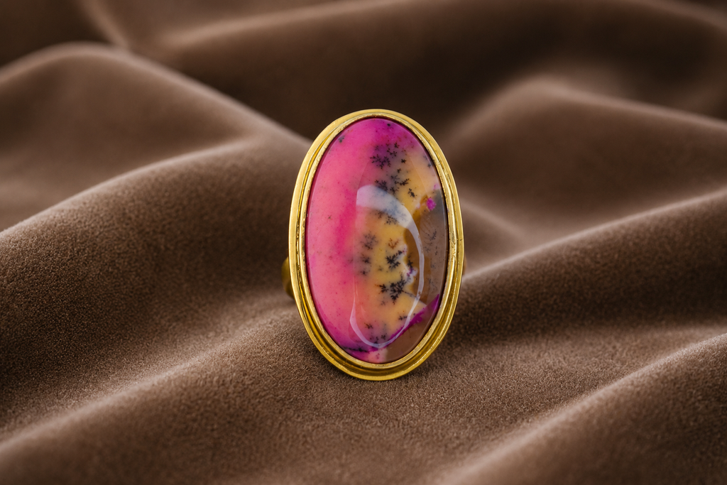 18K Gold Plated  Natural Gemstone Ring